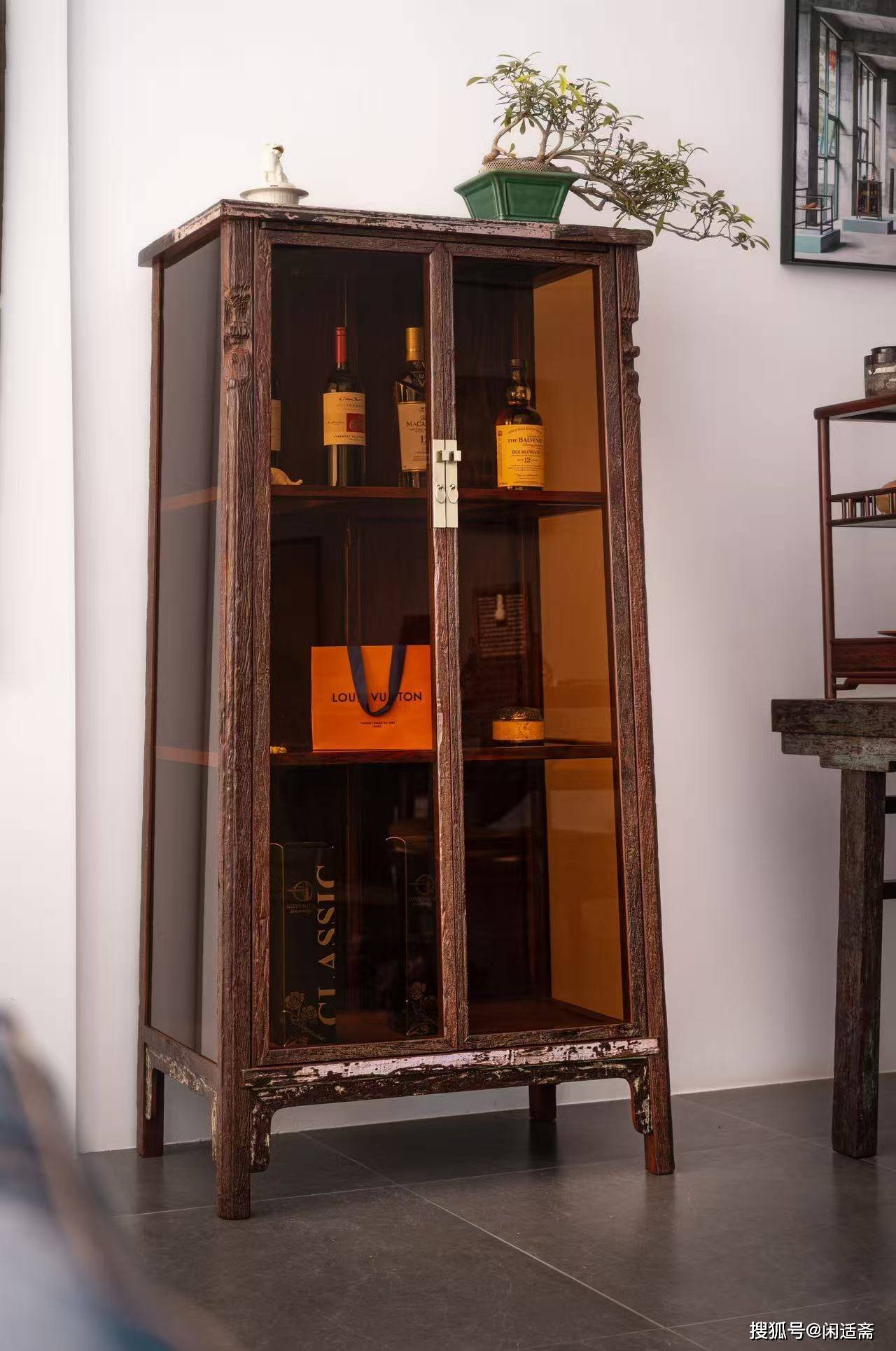 原創收藏時光的藝術 | 印度小葉紫檀原皮殼圓角酒櫃