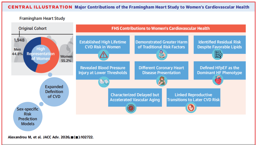 女性終生心血管病風險超55%，危險因素對女性的危害更大，Framingham心臟研究